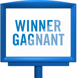 Screen displaying Winner/Gagnant