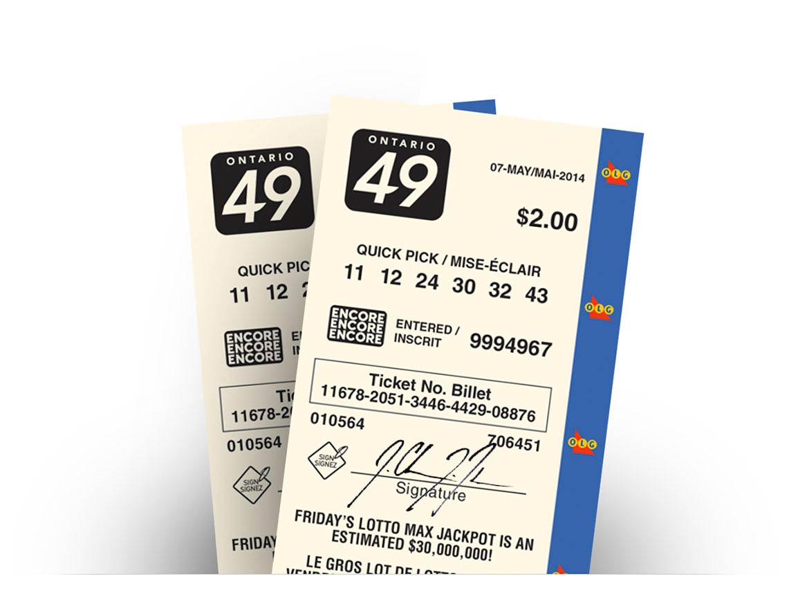 two OLG Ontario 49 lottery tickets