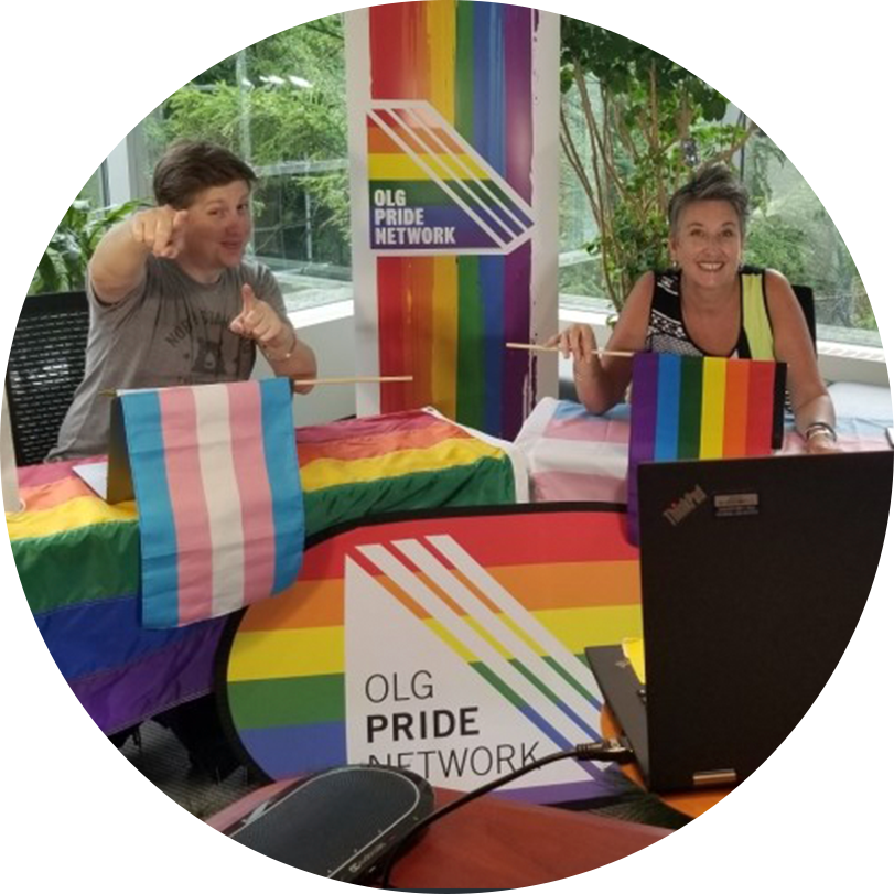 Two OLG employees celebrating Pride through the OLG Pride Network.