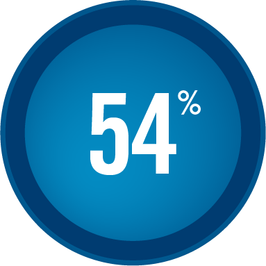 Circle with 54 per cent