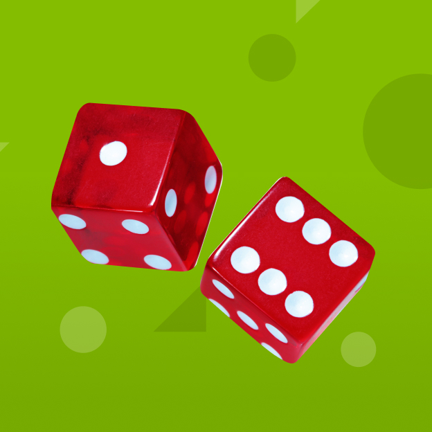 Two rolling red dice