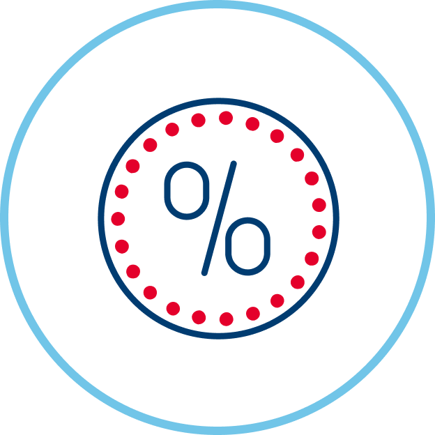 Red and blue percentage icon