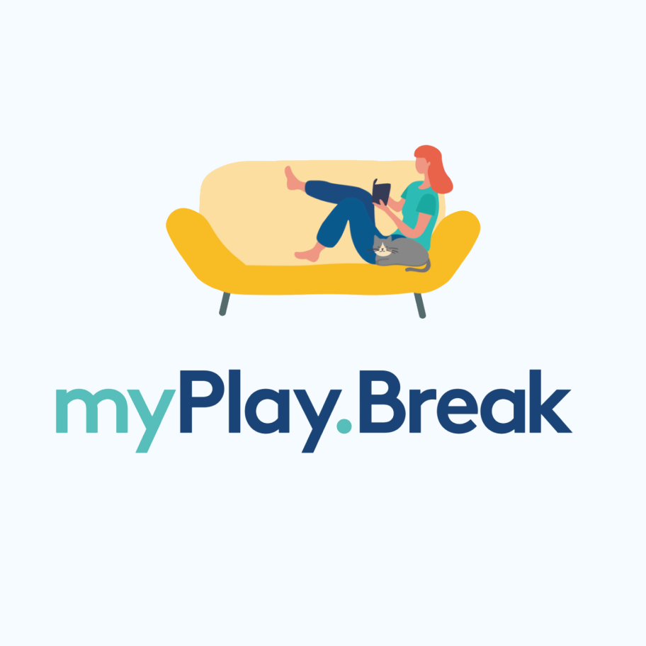 My PlayBreak logo on a light blue background.