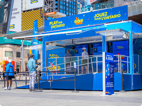 Exterior of an OLG event booth.