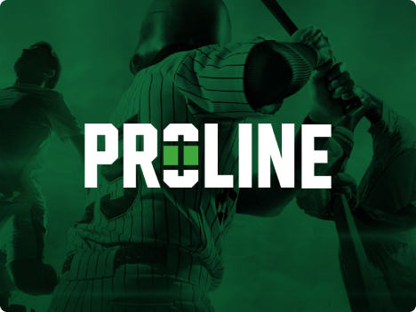 Logo de PROLINE d’OLG avec l’image d’un frappeur tenant un bâton de baseball sur un arrière-plan vert.