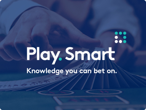 OLG Play Smart logo with the text Knowledge You Can Bet On shown in white font against a graphic background.