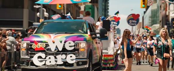 play video OLG we care truck at Pride parade Toronto