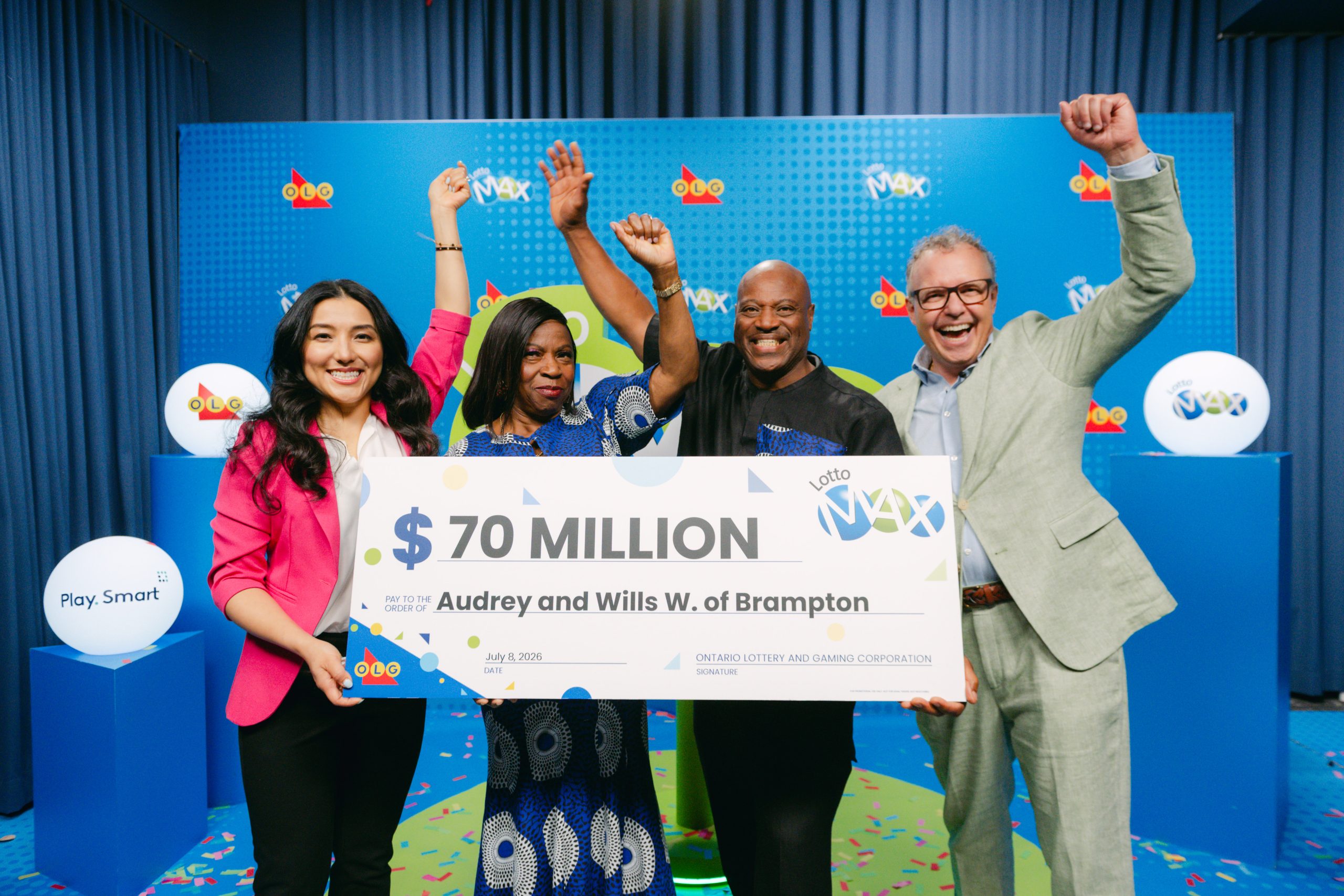 B-roll - $70 million LOTTO MAX Winner Celebration – Audrey and Wills of Brampton