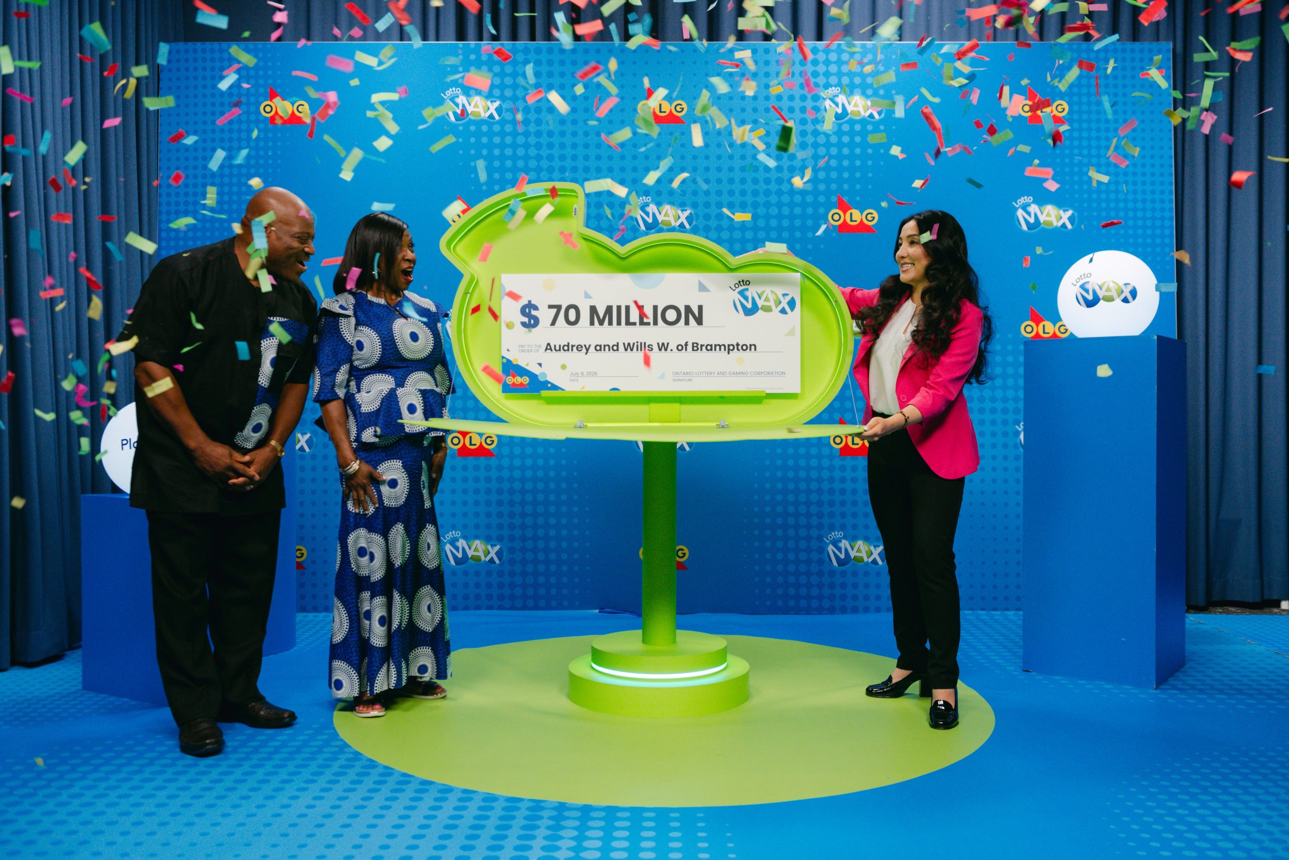 Media Edit - $70 million LOTTO MAX Winner Celebration – Audrey and Wills of Brampton