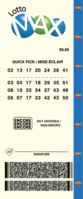 LOTTO MAX Quick Pick Ticket